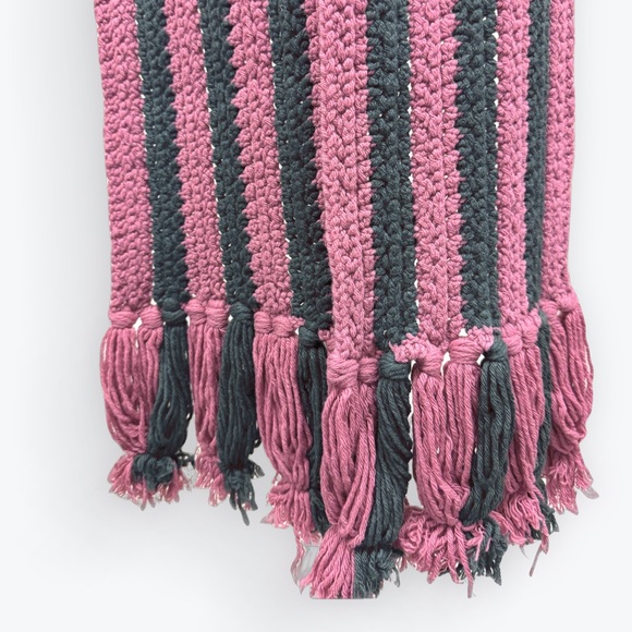 Auth Gucci X Long Thick Knit Pink Green Striped Muffler Stole Scarf - Picture 7 of 16